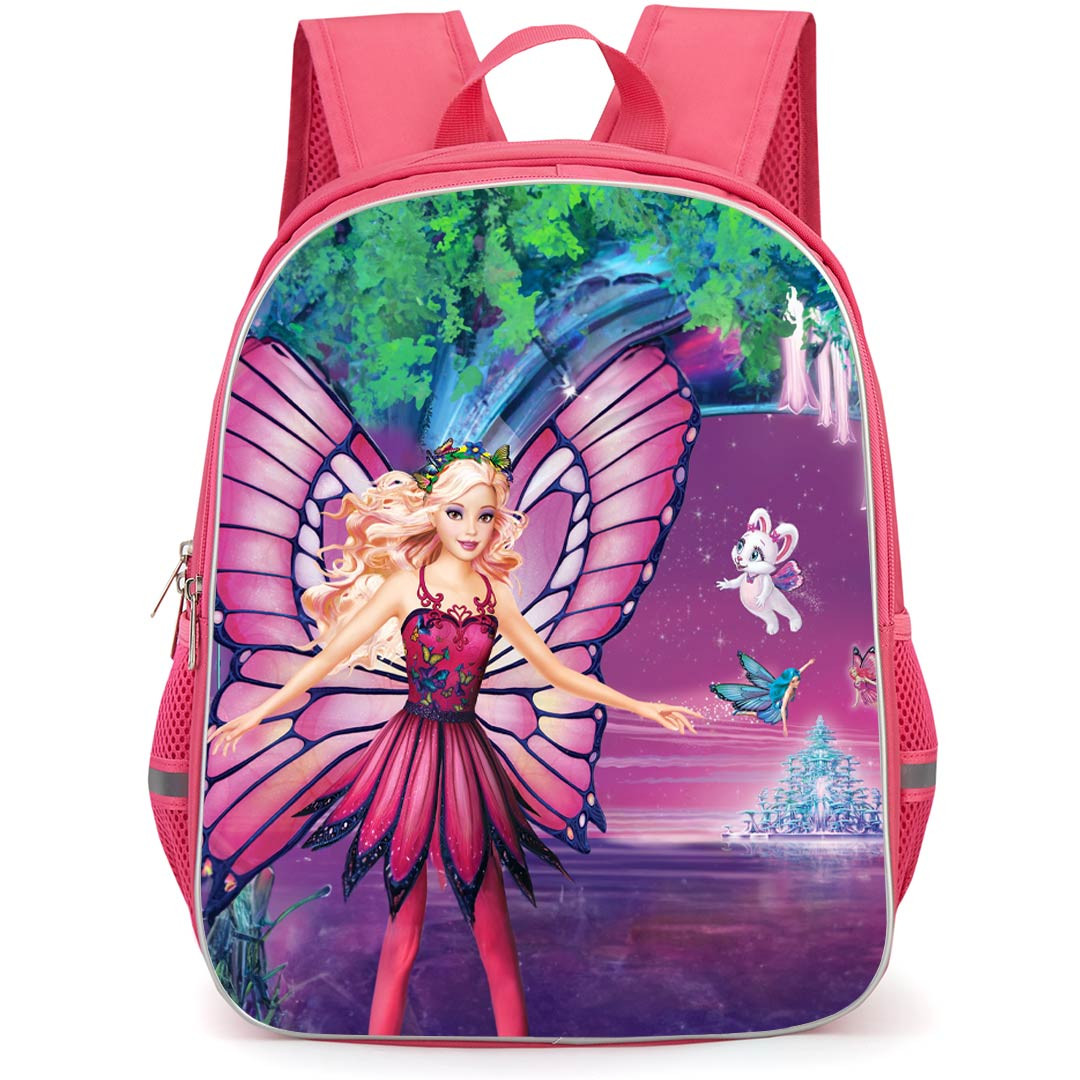 Barbie Mariposa Backpack StudentPack - Barbie Mariposa Elina Flying With Zinzie Cartoon Art