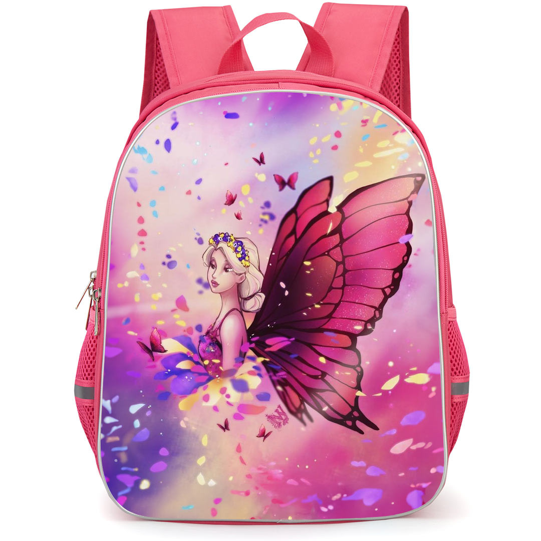 Barbie Mariposa Backpack StudentPack - Barbie Mariposa Elina Side View Cartoon Art
