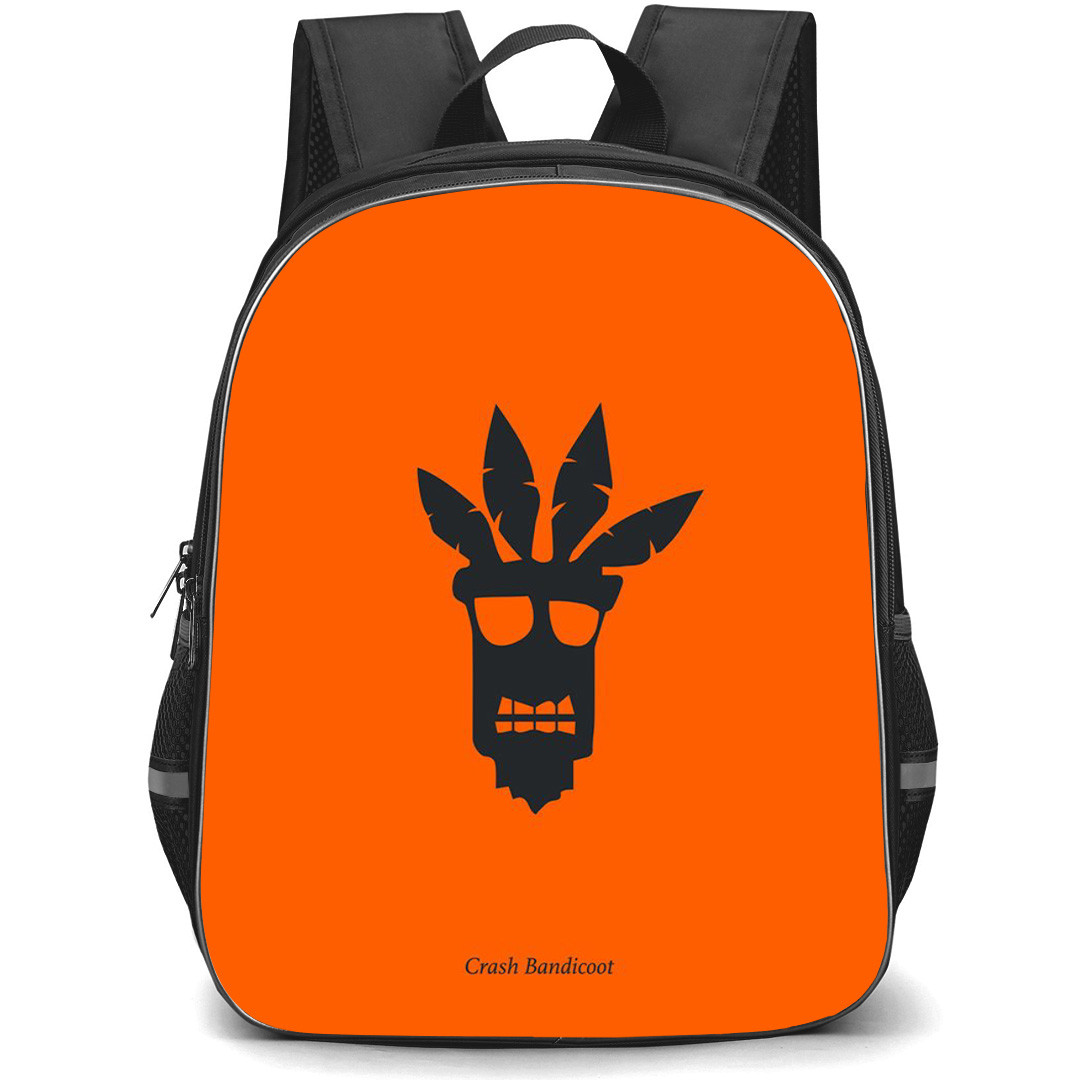 Crash Aku Aku Bandicoot School Backpack StudentPack - Aku Aku Silhouette Orange Background