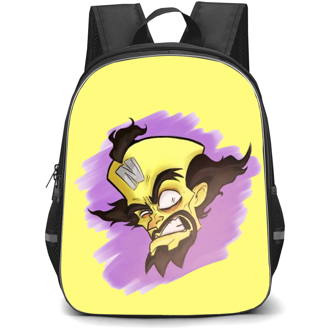 Crash Bandicoot Neo School Backpack StudentPack - Neo Smirking Portrai Cartoon Art On Yellow Background