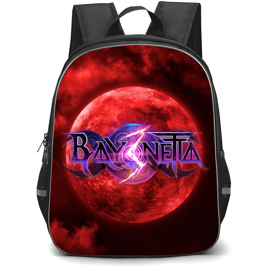 Bayonetta Backpack StudentPack - Bayonetta Logo On Red Moon Background