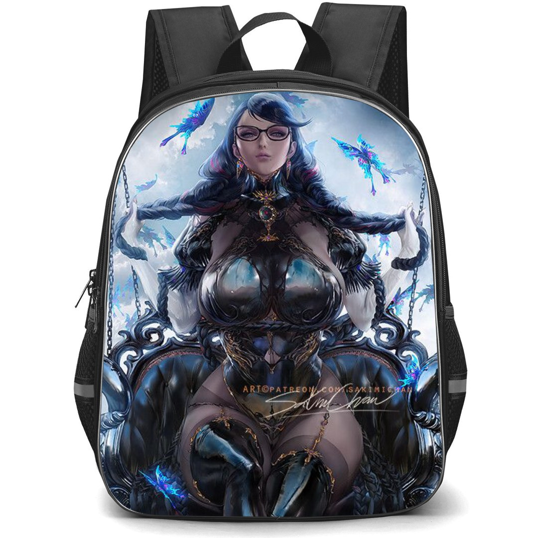 Bayonetta Backpack StudentPack - Bayonetta Sitting On Swing Anime Art Sticker