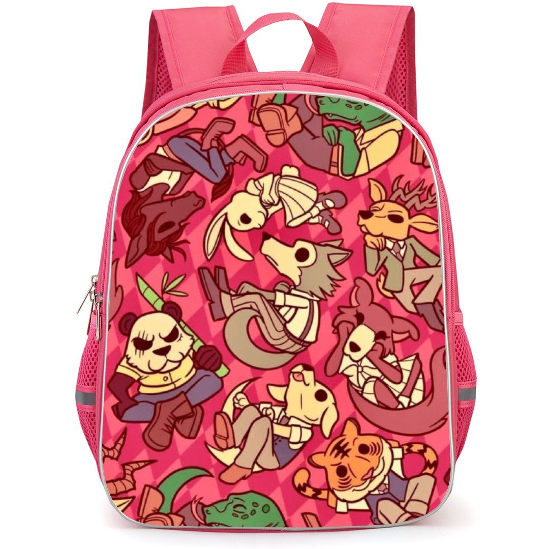 Beastars Backpack StudentPack - Characters Pattern Art Red Background