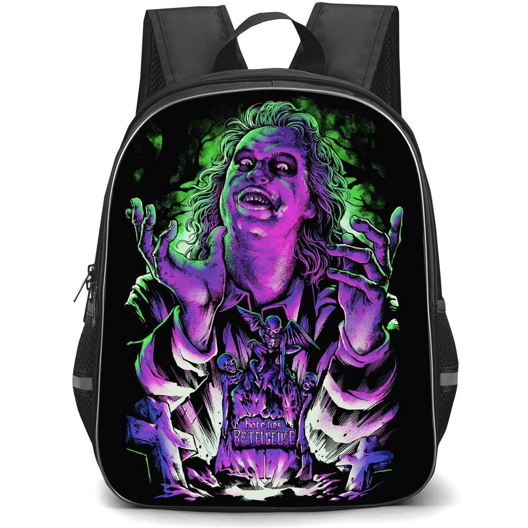 Beetlejuice Backpack StudentPack - Beetlejuice Portrait Pop Art On Black Background