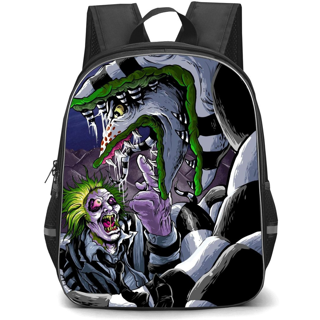 Beetlejuice Backpack StudentPack - Beetlejuice And Sandworm Cartoon Art