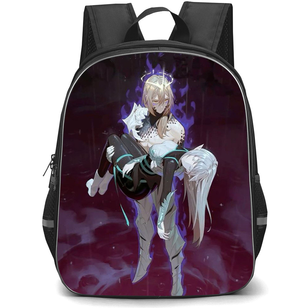 The Beginning After The End Backpack StudentPack - Tessia Eralith Holding Arthur Leywin Poster