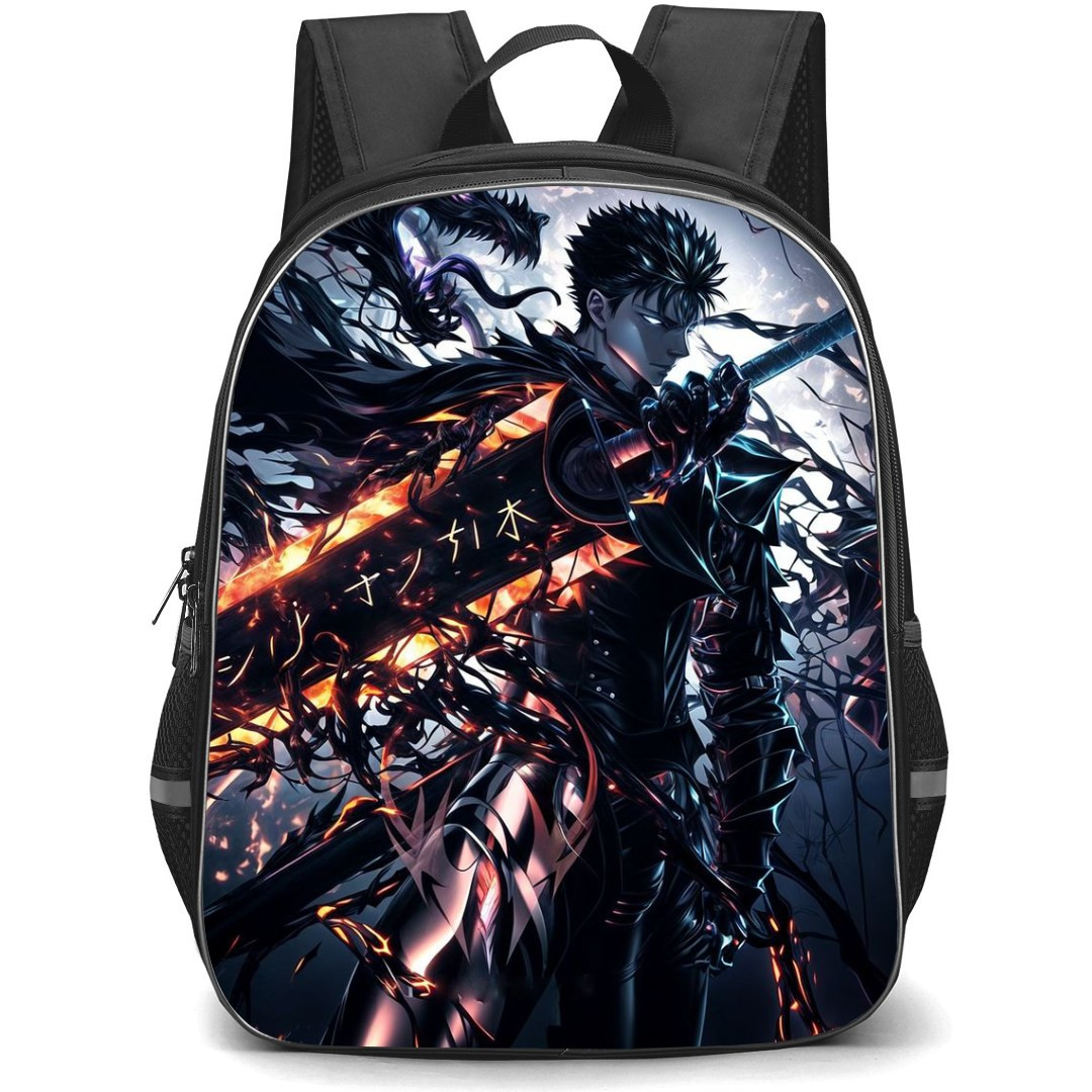 Berserk Guts Backpack StudentPack - Berserk Guts Badass Dark Anime Art Poster