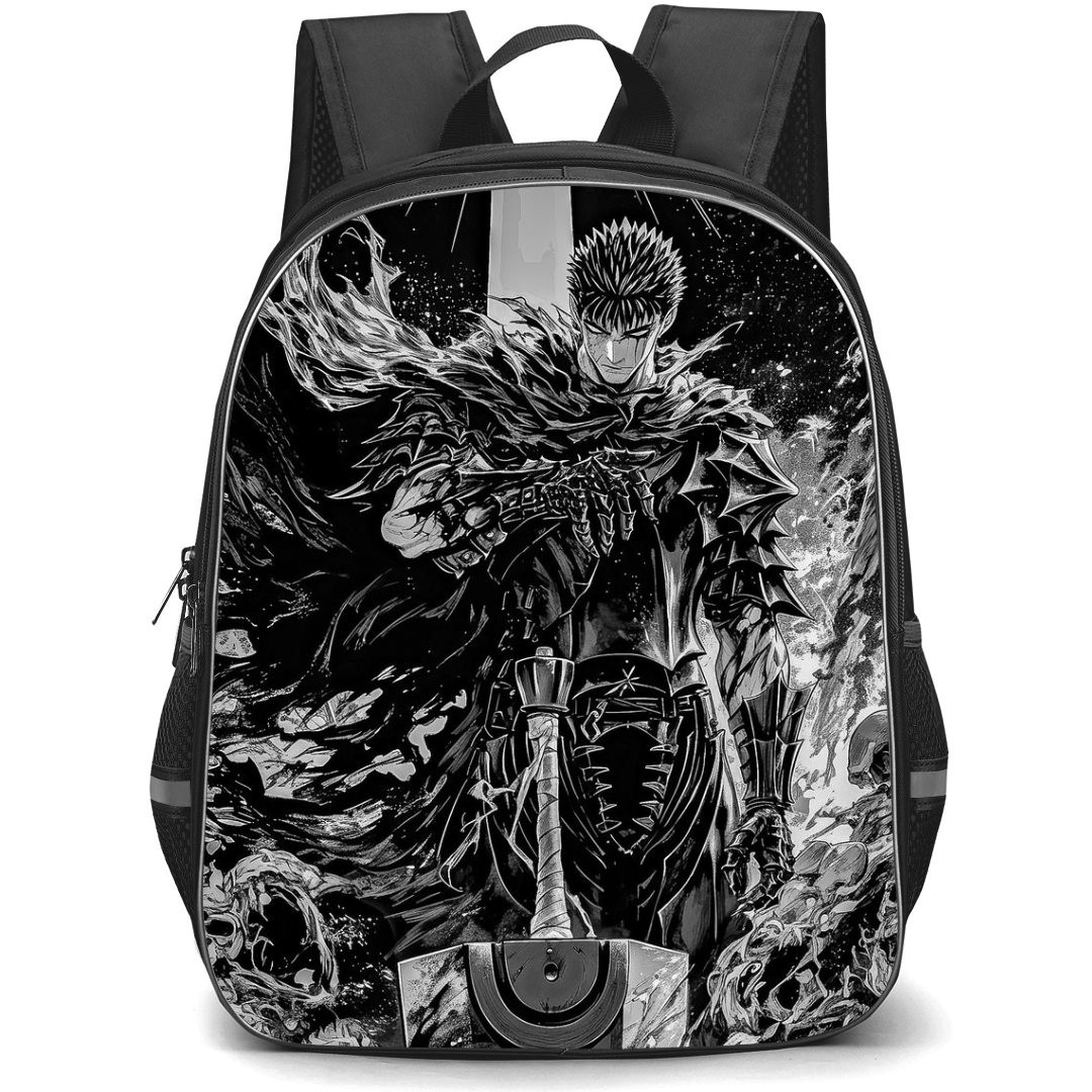 Berserk Guts Backpack StudentPack - Berserk Guts Standing With His Sword Grayscale Poster