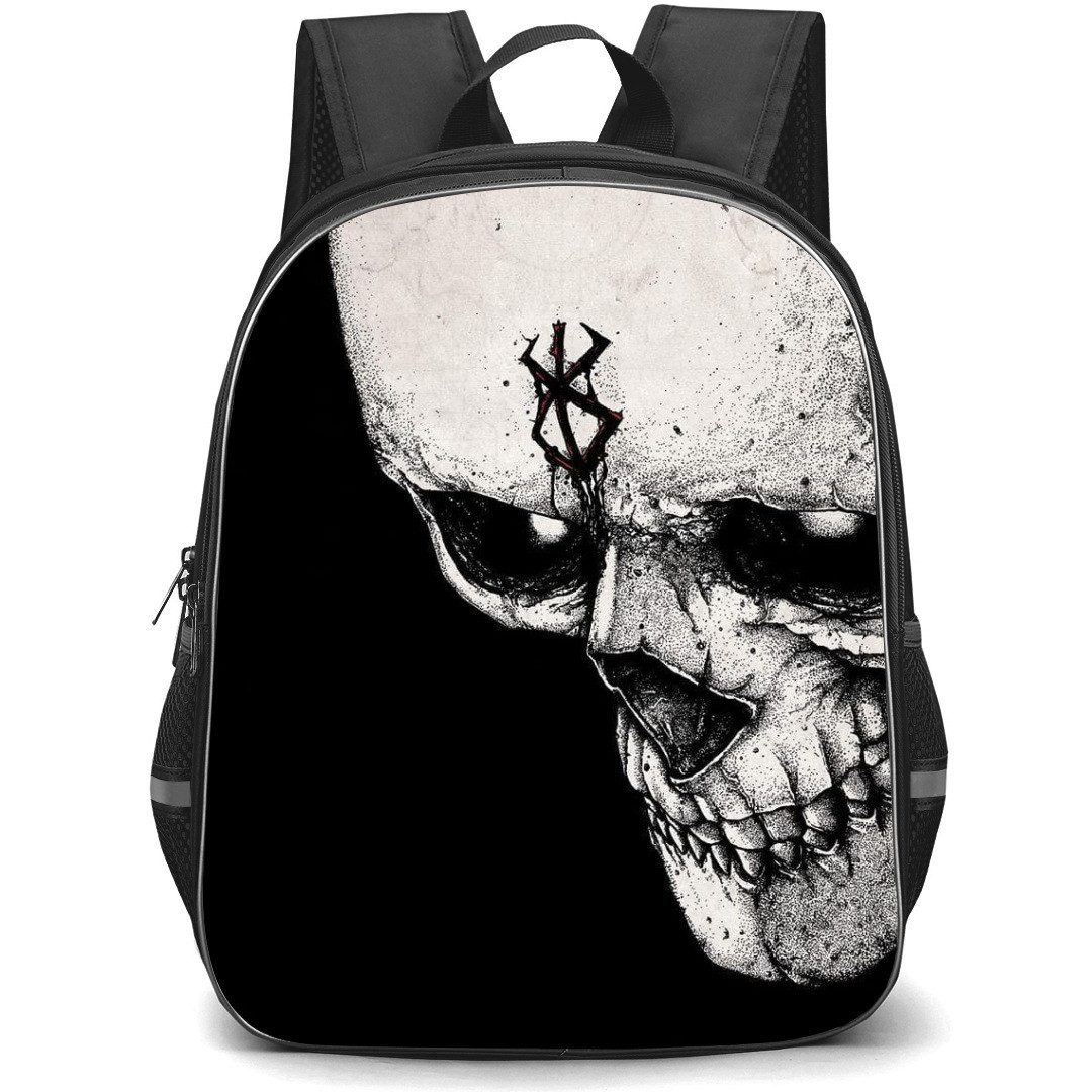 Berserk Skull Knight Backpack StudentPack - Berserk Skull Knight Grayscale And Red Illustration Art On Black Background