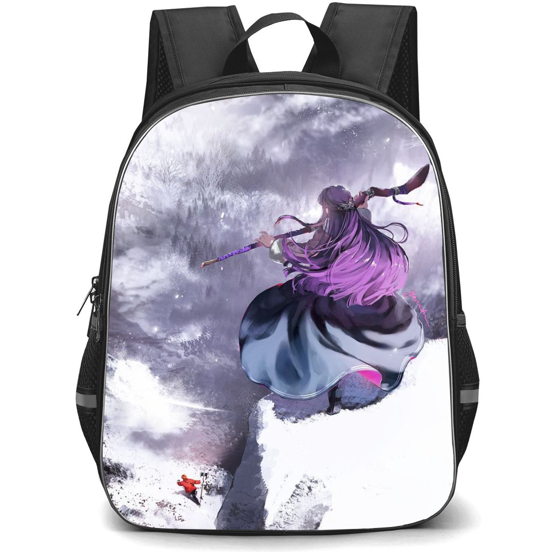 Beyond Journey's End Fern Backpack StudentPack - Fern Standing On Mountain Illustration