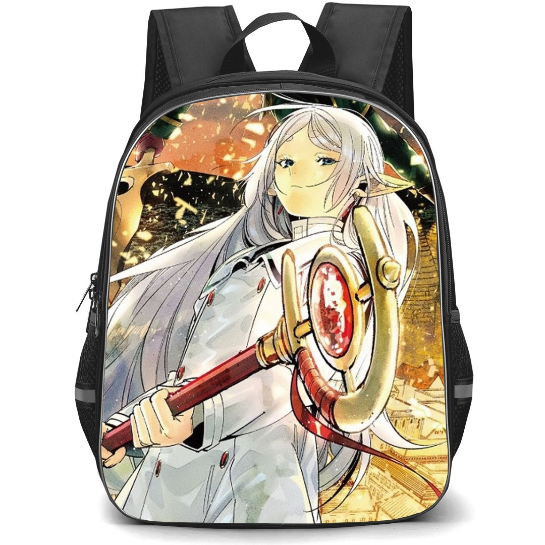 Beyond Journey's End Freiren Backpack StudentPack - Freiren Fighting Pose City Background