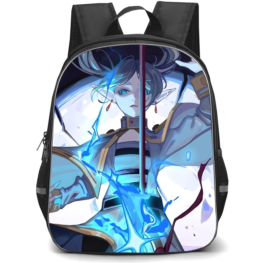 Beyond Journey's End Freiren Backpack StudentPack - Freiren Fighting Pose Moon Background