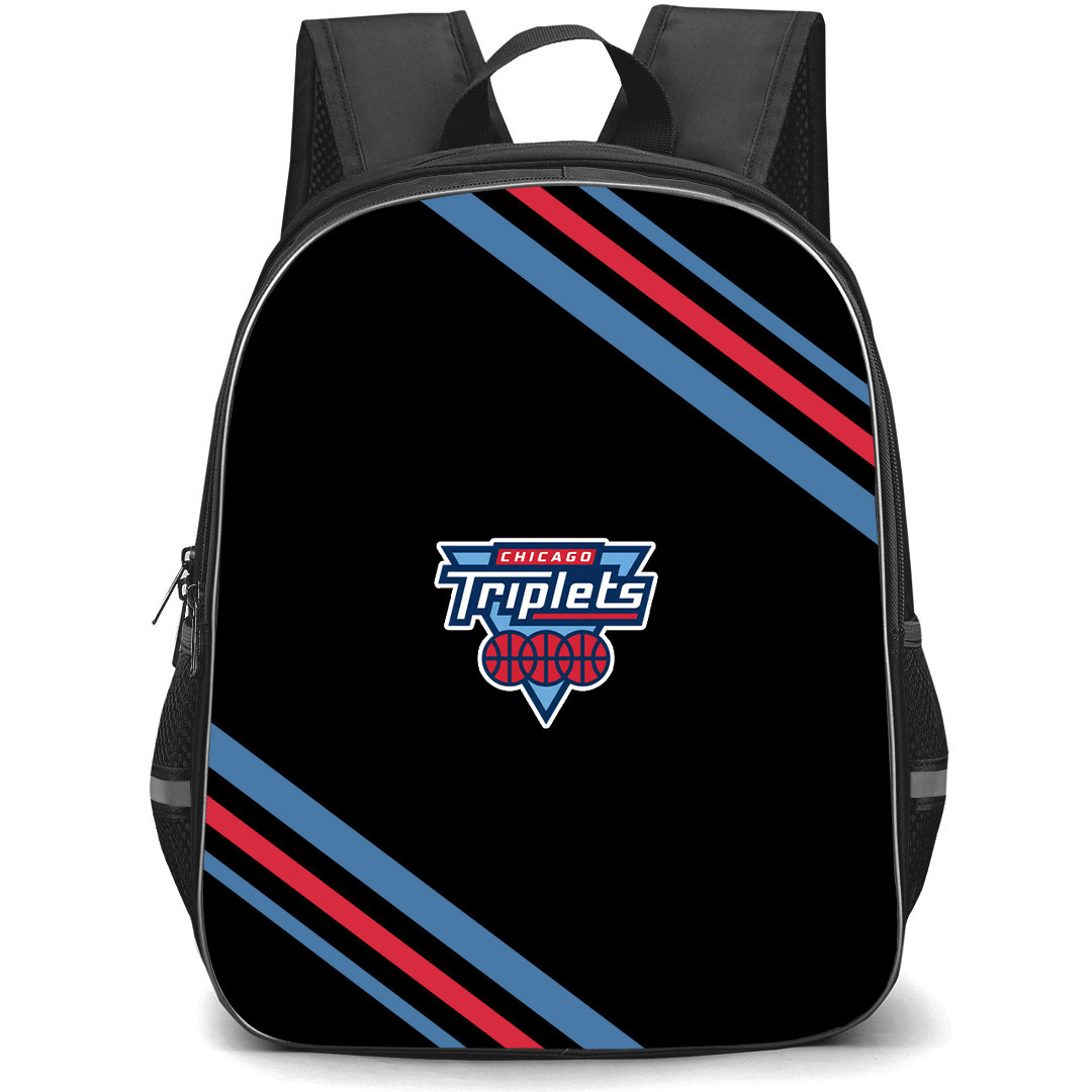 Chicago Triplets Backpack School Bag StudentPack - Chicago Triplets Large Logo With Stripe