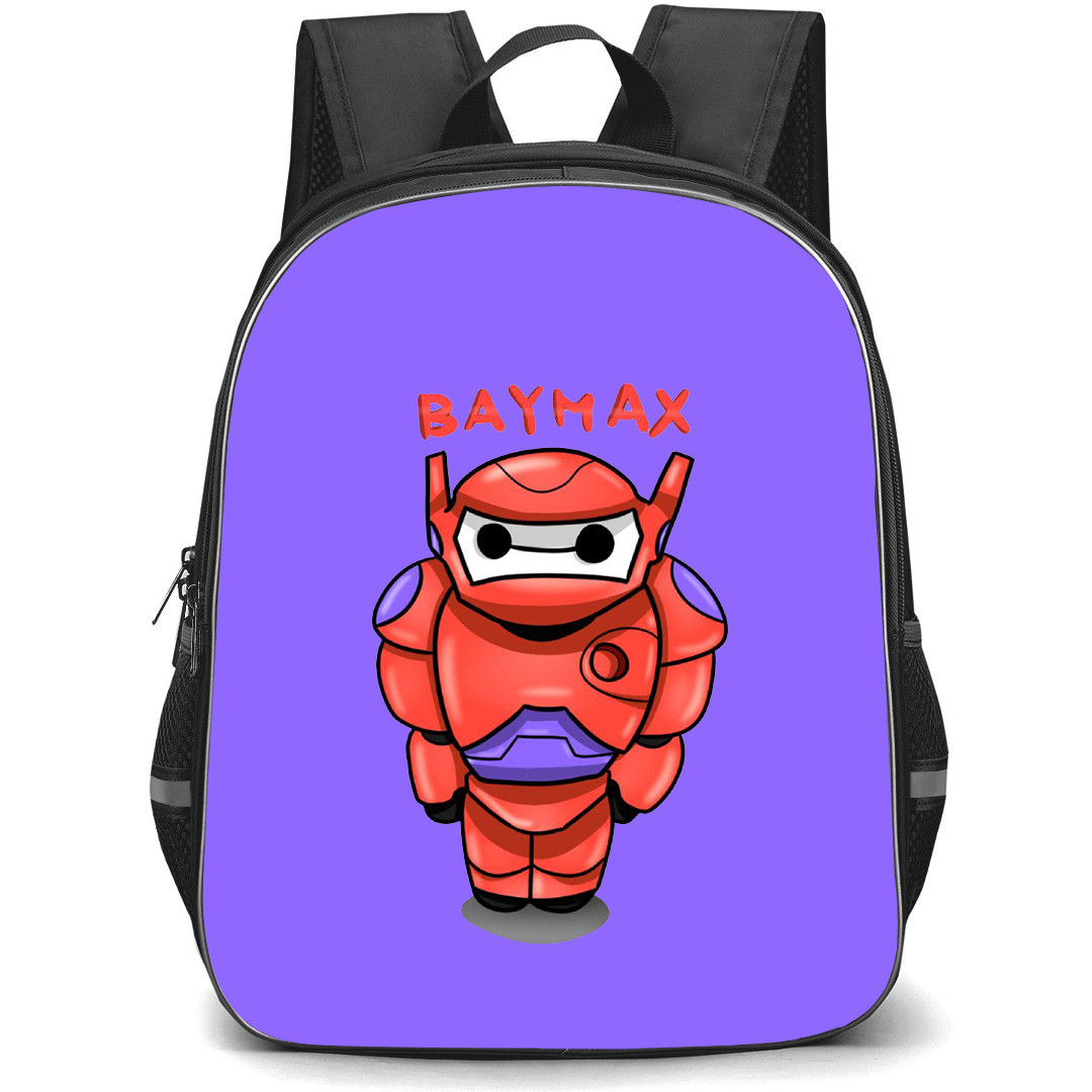 Big Hero 6 Baymax School Backpack StudentPack - Baymax Chibi Portrait On Purple Background