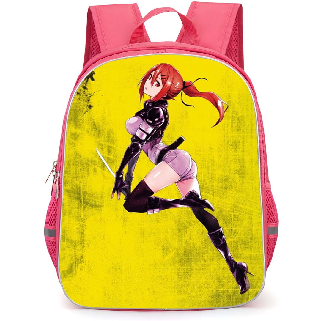 Black Torch Ichika Kishimojin Backpack School Bag StudentPack - Ichika Kishimojin Side Portrait On Yellow Grunge Background