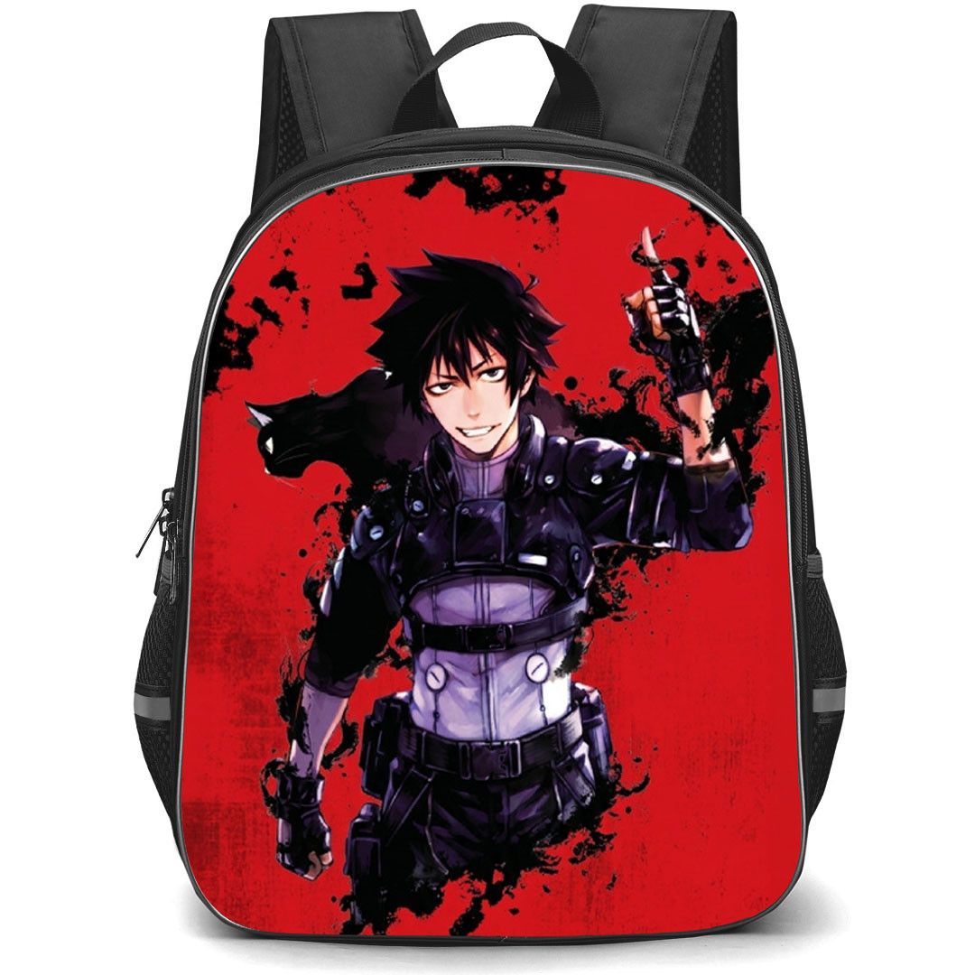 Black Torch Jiro Azuma Backpack School Bag StudentPack - Jiro Azuma Smiling Red Grunge Portrait