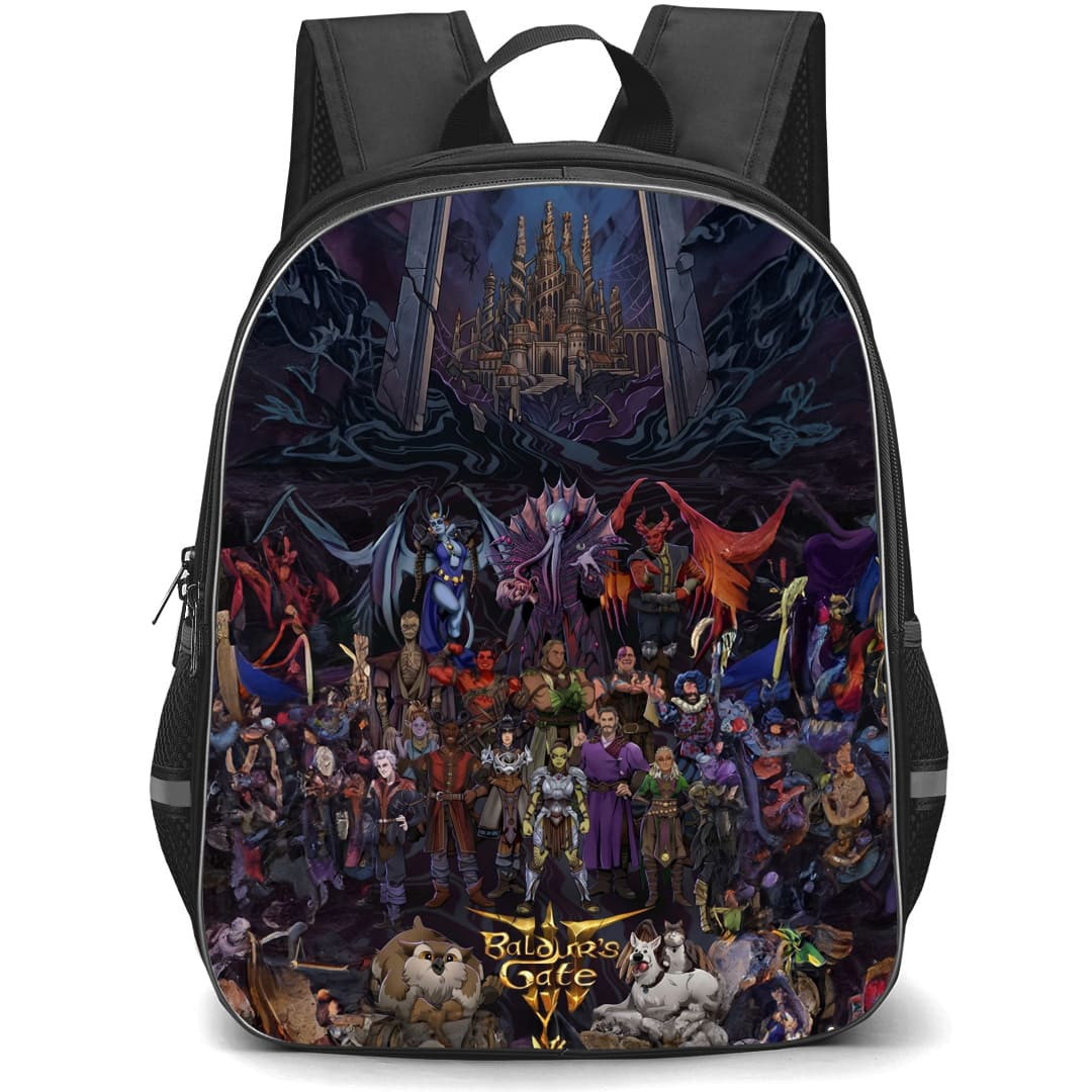 Baldur's Gate Backpack School Bag StudentPack - Baldur's Gate Characters Comic Collage Poster