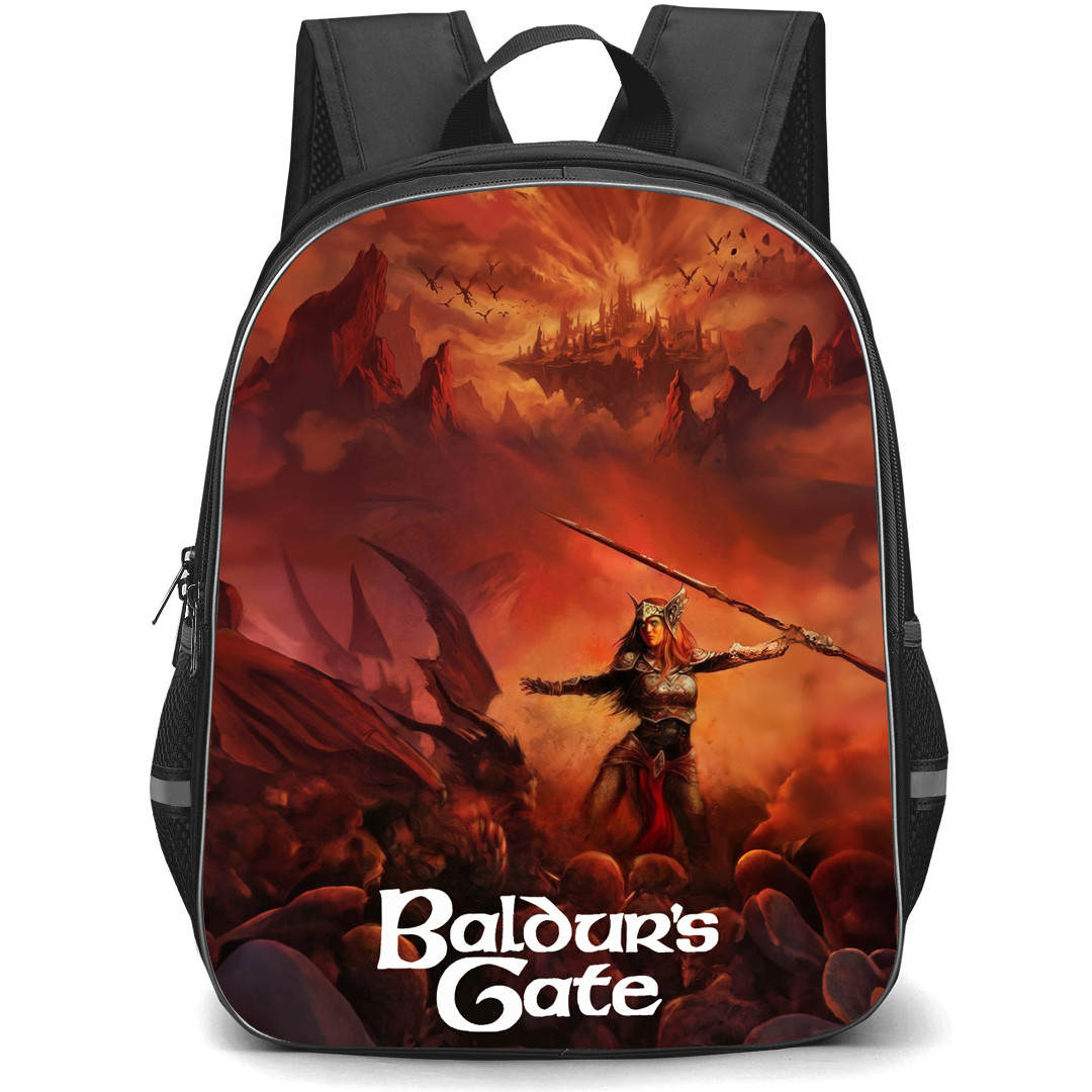 Baldur's Gate Backpack School Bag StudentPack - Baldur's Gate Fighting Retro Art Poster