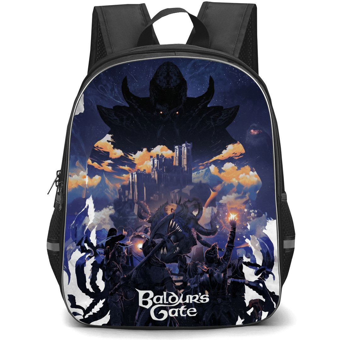 Baldur's Gate Backpack School Bag StudentPack - Baldur's Gate Mind Flayer Silhouette Art Poster