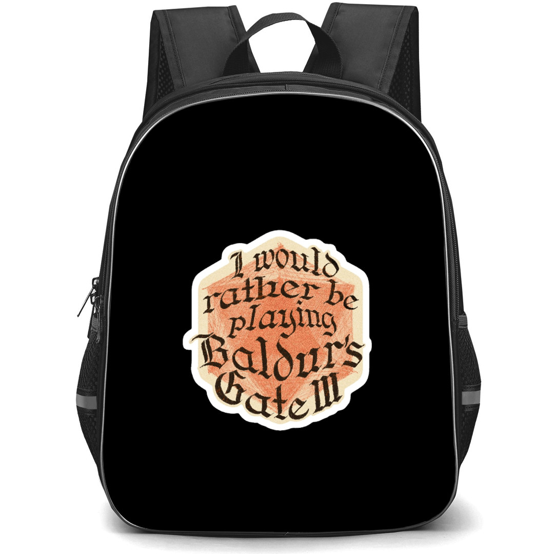 Baldur's Gate Backpack School Bag StudentPack - Baldur's Gate I Would Rather Be Playing Sticker