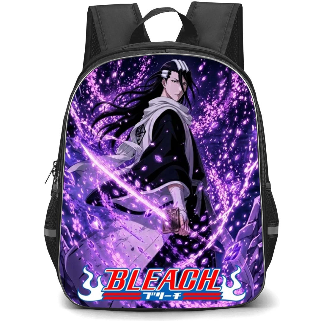 Bleach Byakuya Kuchiki Backpack School Bag StudentPack - Byakuya Kuchiki Purple Sakura Bankai Poster