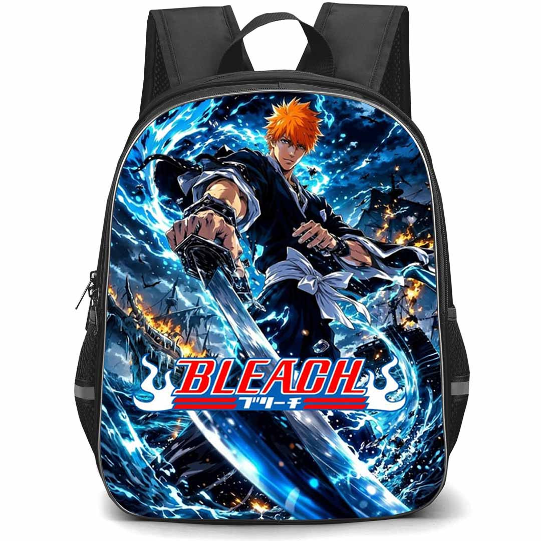 Bleach Ichigo Kurosaki Backpack School Bag StudentPack - Ichigo Kurosaki Moonlit Zanpakuto Battle Poster