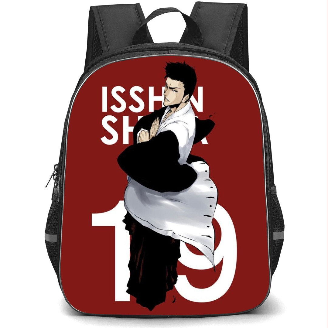 Bleach Isshin Shiba Backpack StudentPack - Isshin Shiba Side Portrait Comic Art On Red Background