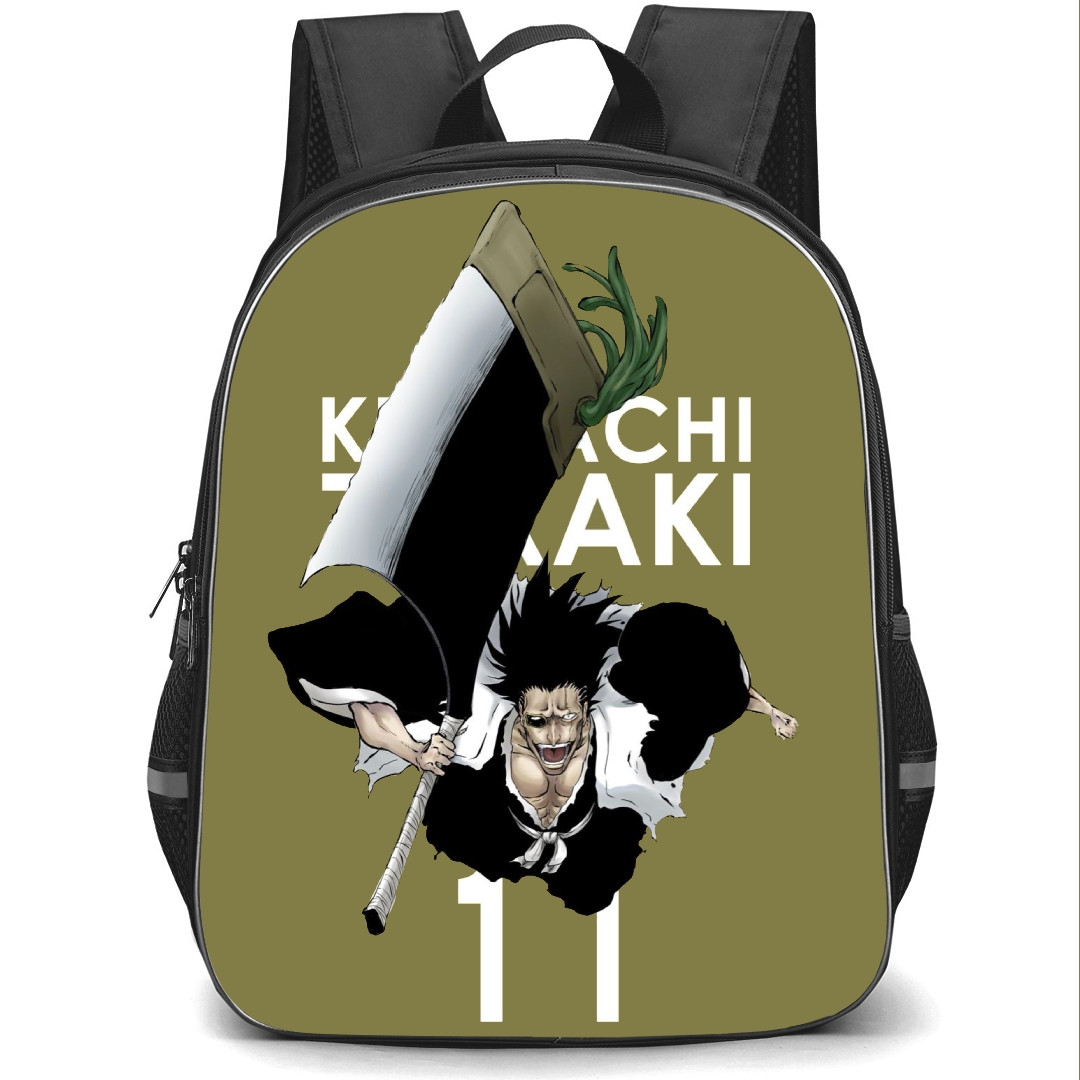 Bleach Kenpachi Zaraki Backpack StudentPack - Kenpachi Zaraki Manga Comic Art On Olive Background