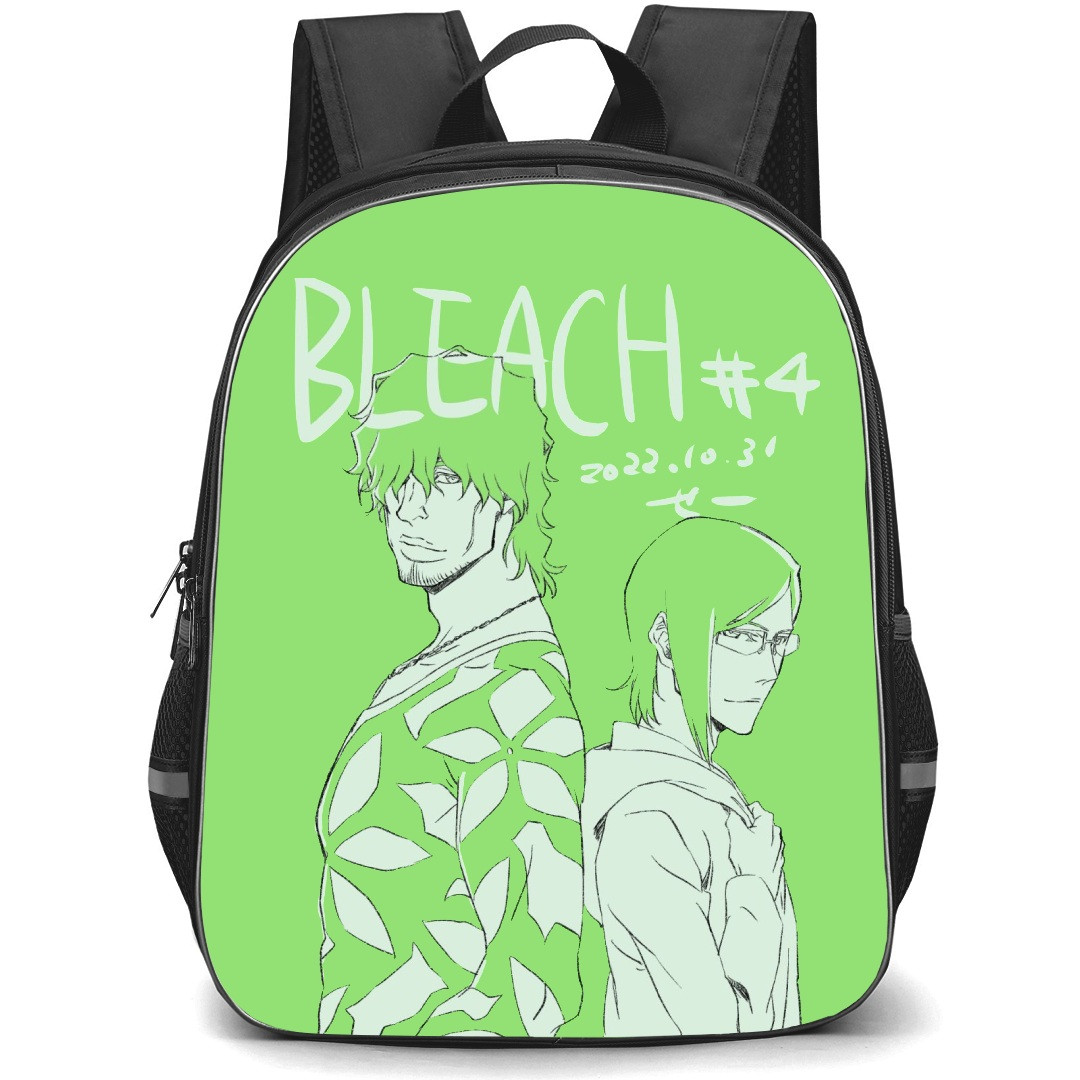 Bleach Backpack StudentPack - Yasutora Sado Uryu Ishida On Green Background Comic Art