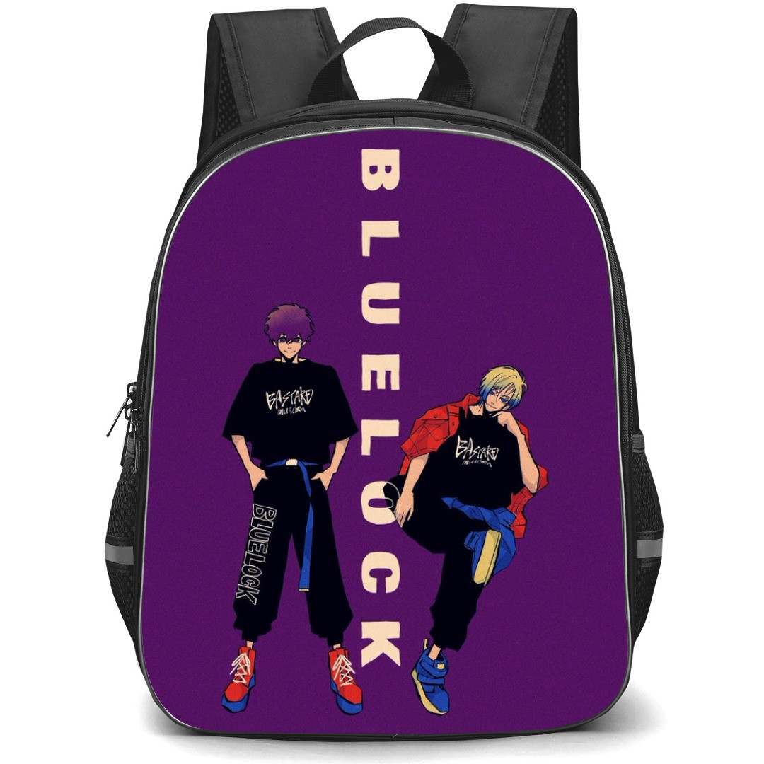 Blue Lock Backpack StudentPack - Alexis Ness Michael Kaiser Illustration On Purple Background