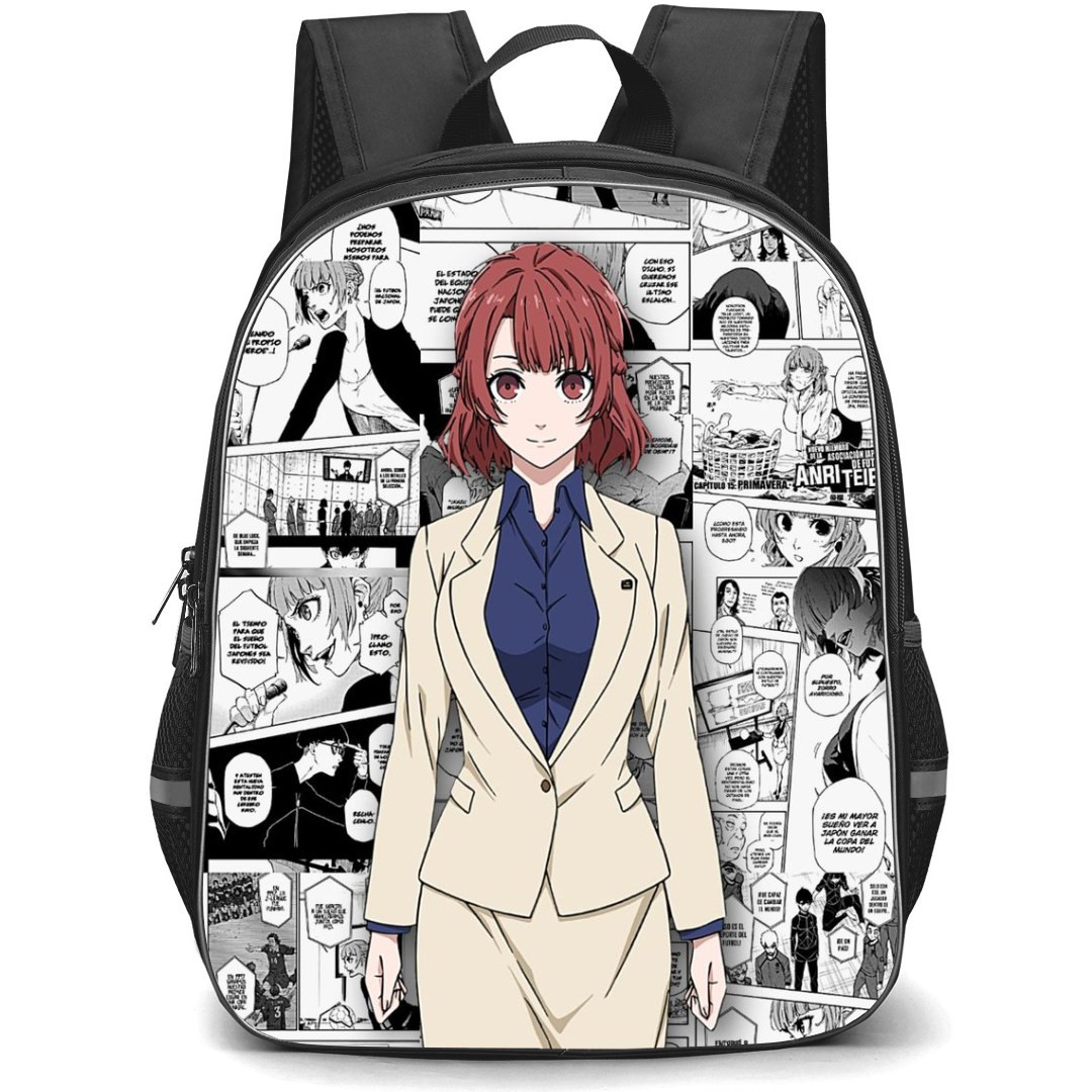 Blue Lock Anri Teieri Backpack StudentPack - Anri Teieri Standing On Graysacle Comic Background