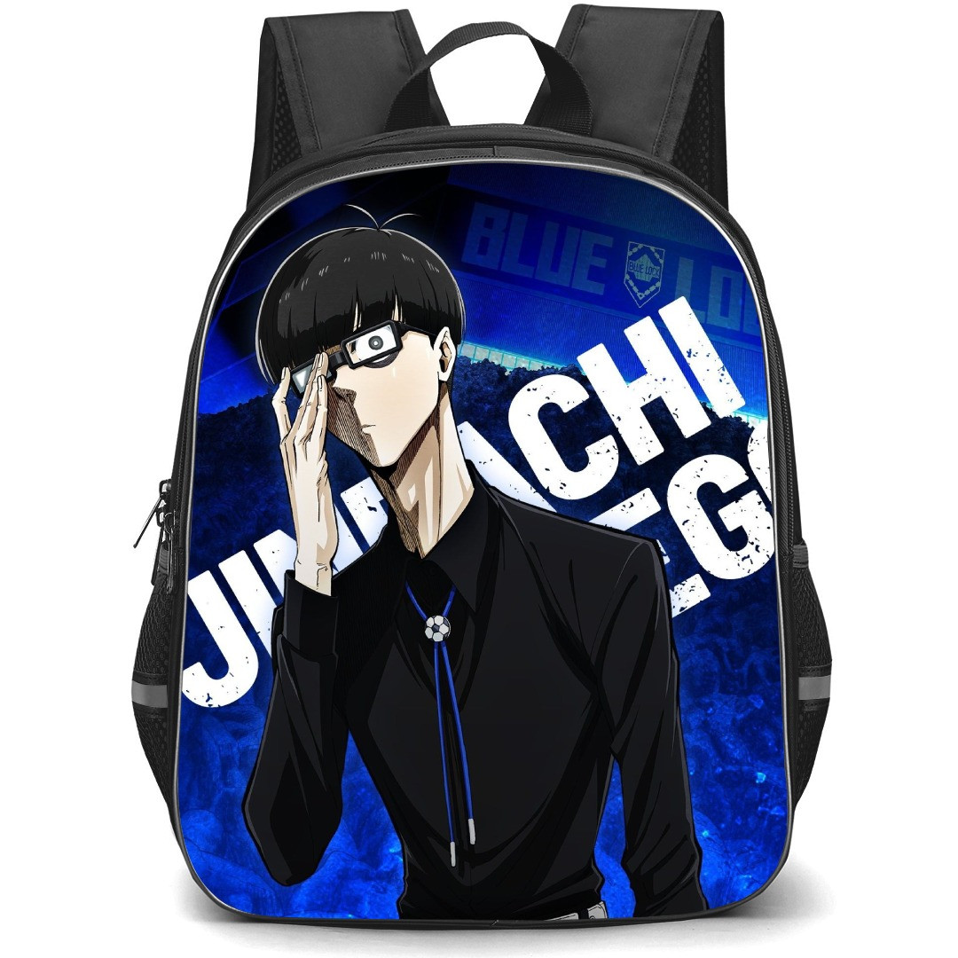 Blue Lock Jinpachi Ego Backpack StudentPack - Jinpachi Ego Portrait On Blue Background