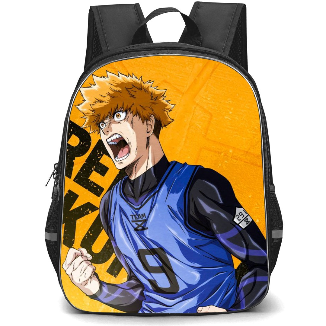 Blue Lock Rensuke Kunigami Backpack StudentPack - Rensuke Kunigami Portrait On Orange Background