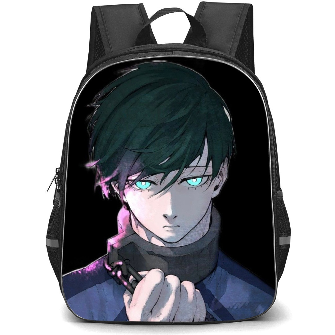 Blue Lock Rin Itoshi Backpack StudentPack - Rin Itoshi Portrait On Black Background