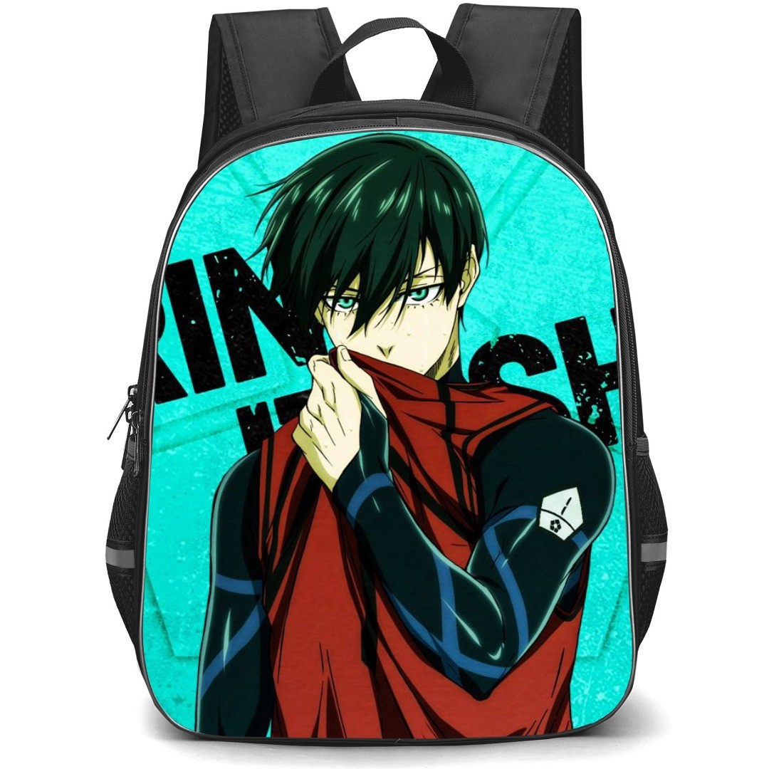 Blue Lock Rin Itoshi Backpack StudentPack - Rin Itoshi Portrait On Mint Background