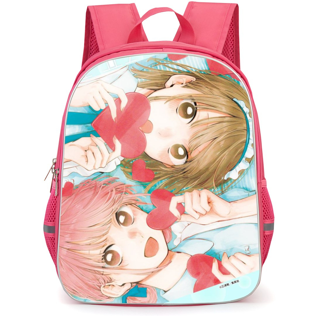Blue Box Backpack StudentPack - Blue Box Chinatsu Kano And Hina Chono Holding Heart Anime Drawing Poster