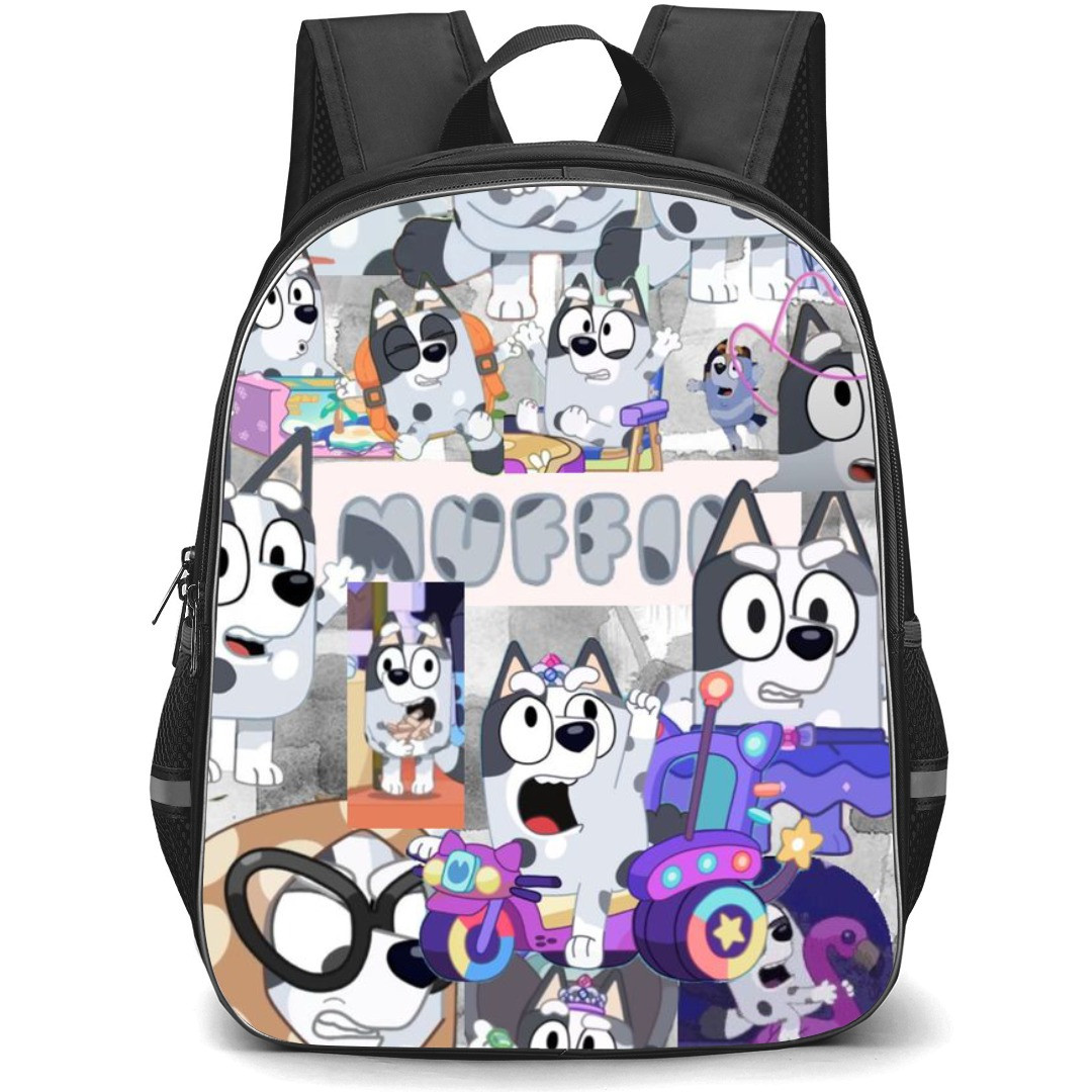 Bluey Muffin School Backpack StudentPack - Muffin Collage Gray Background