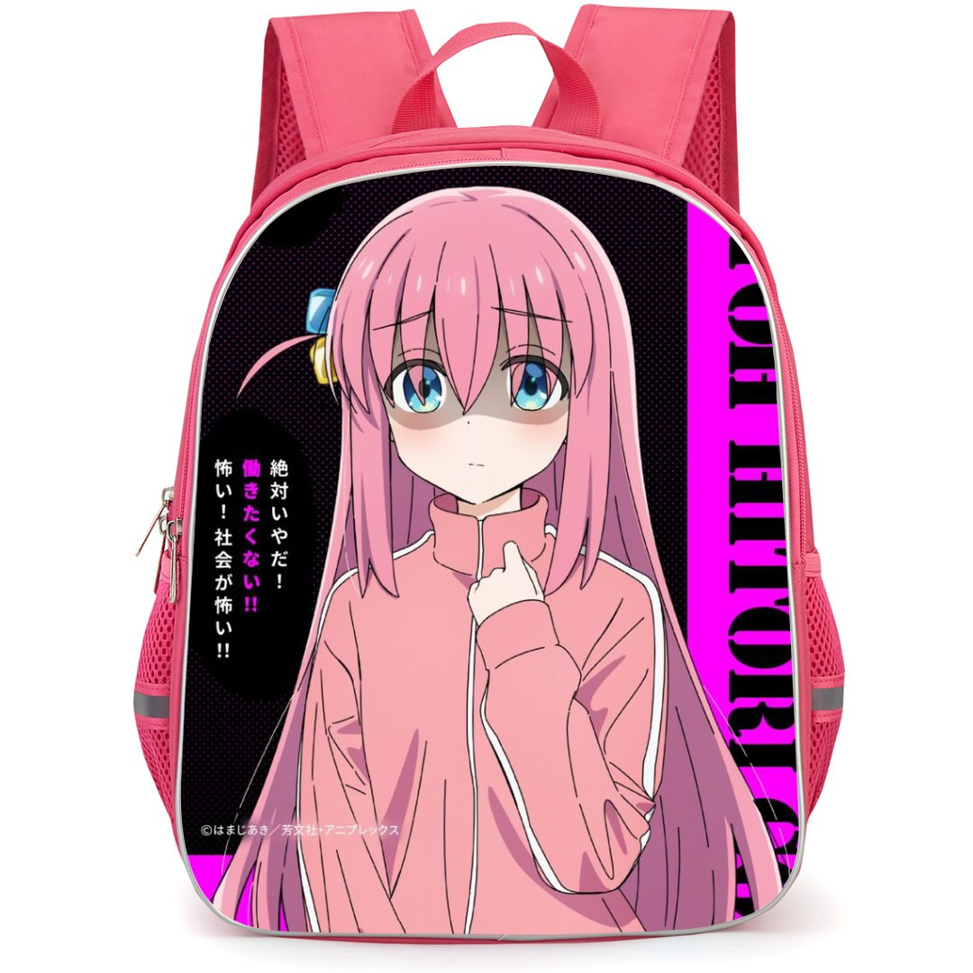 Bocchi The Rock Hitori Gotoh Backpack StudentPack - Hitori Gotoh Portrait Anime Art On Black Purple Background