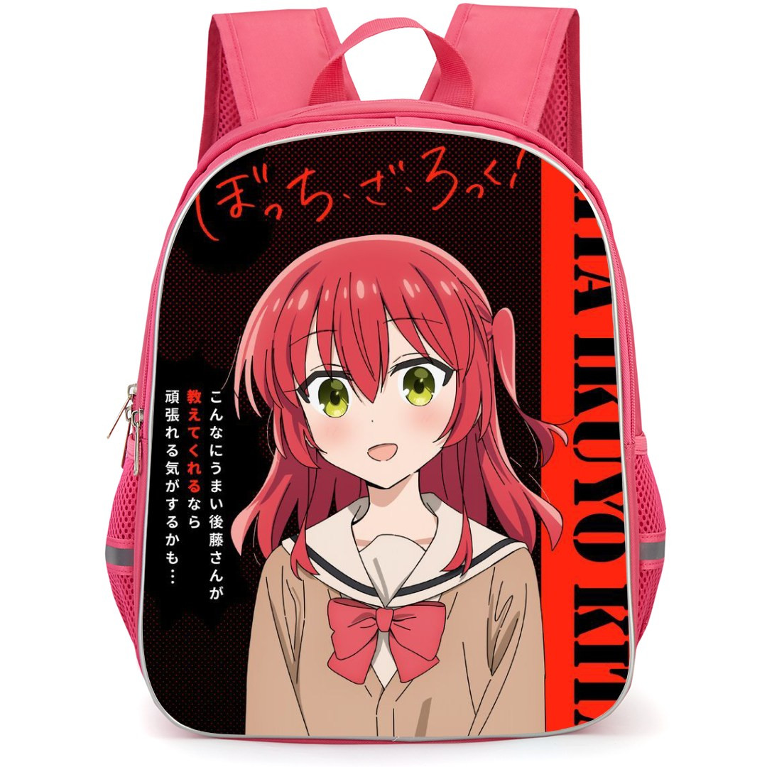 Bocchi The Rock Ikuyo Kita Backpack StudentPack - Ikuyo Kita Portrait Anime Art On Red Black Background