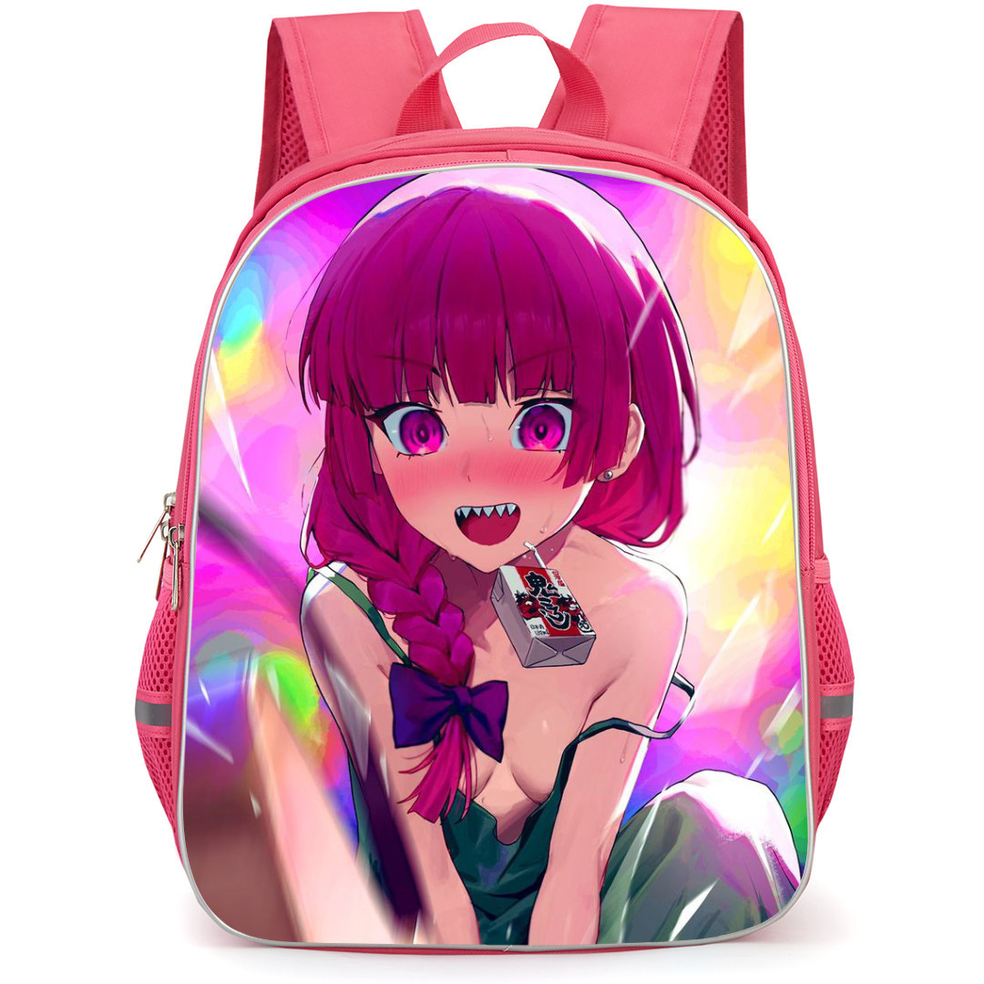 Bocchi The Rock Kikuri Hiroi Backpack StudentPack - Kikuri Hiroi Playing Guitar On Psychedelically Colored Background