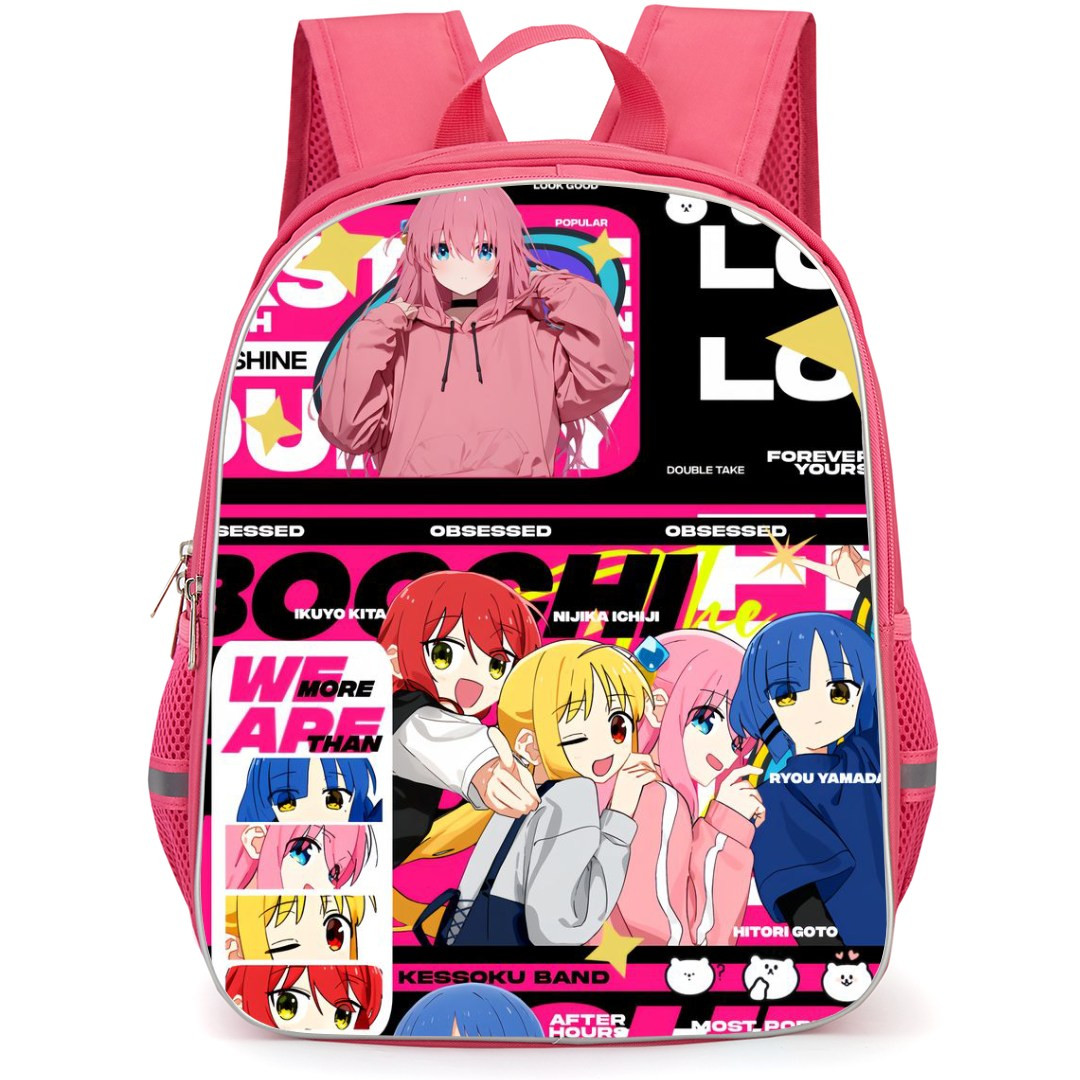 Bocchi The Rock Backpack StudentPack - Bocchi The Rock Character Anime Art On Pink Background