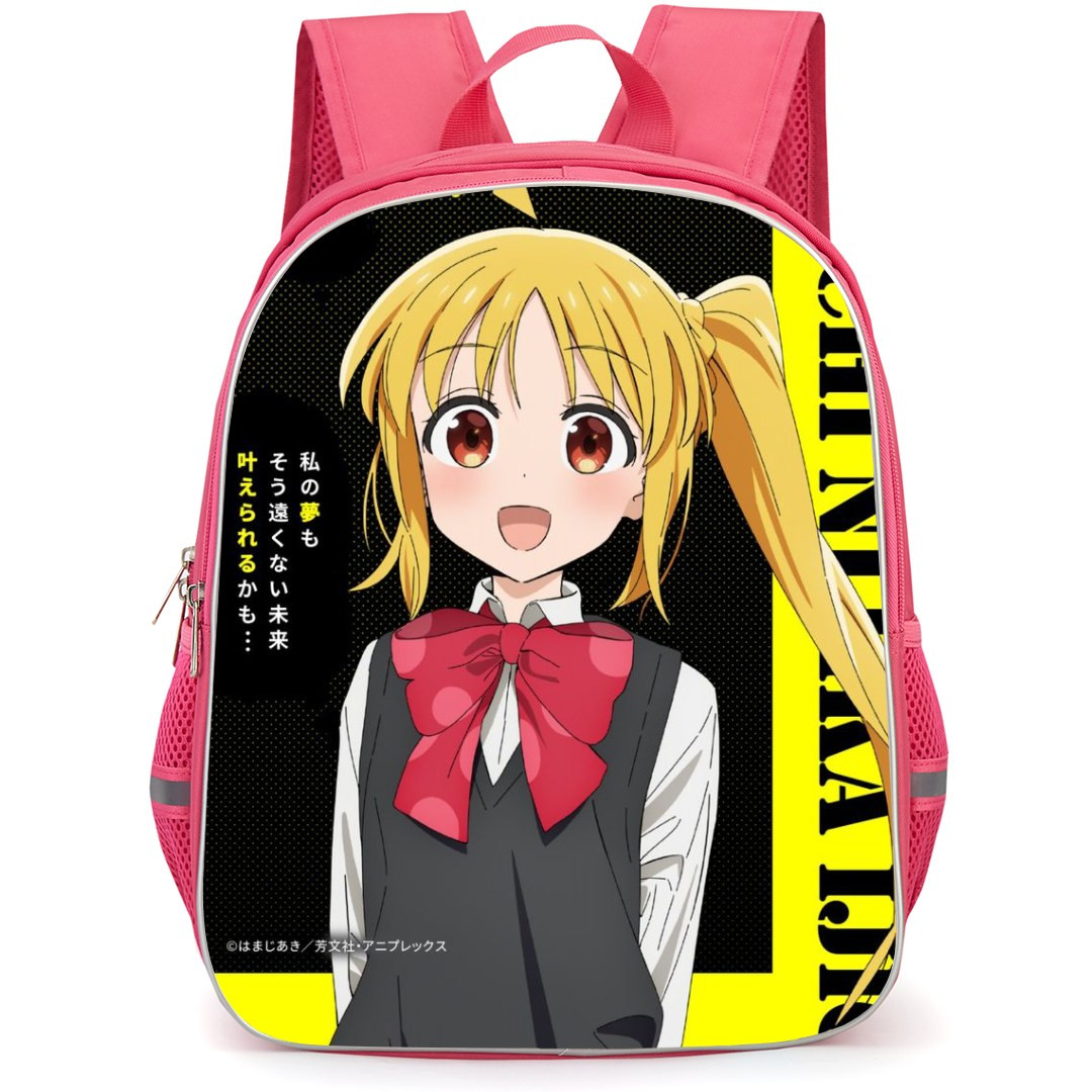 Bocchi The Rock Nijika Ijichi Backpack StudentPack - Nijika Ijichi Portrait On Black Yellow Background