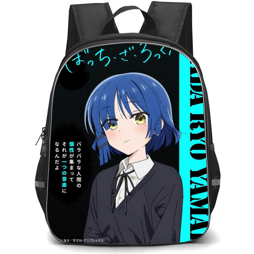 Bocchi The Rock Ryo Yamada Backpack StudentPack - Ryo Yamada Anime Art On Blue And Black Background
