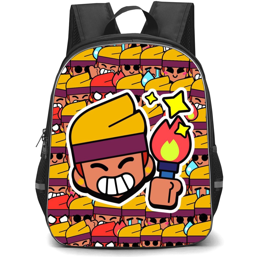 Brawl Stars Amber Backpack StudentPack - Brawl Stars Amber Sticker On Pattern Art Background