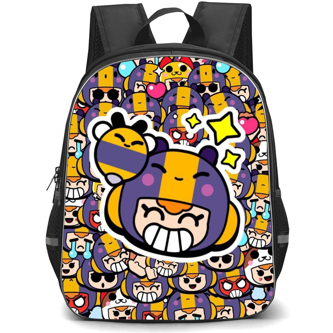 Brawl Stars Bea Backpack StudentPack - Brawl Stars Bea Sticker On Pattern Art Background