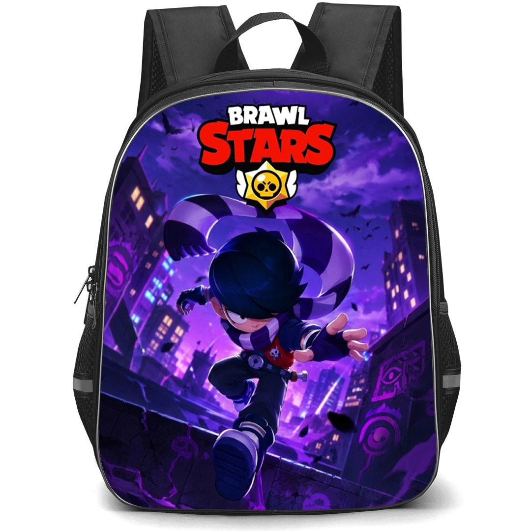 Brawl Stars Edgar Backpack School Bag StudentPack - Edgar Purple Cityscape Poster