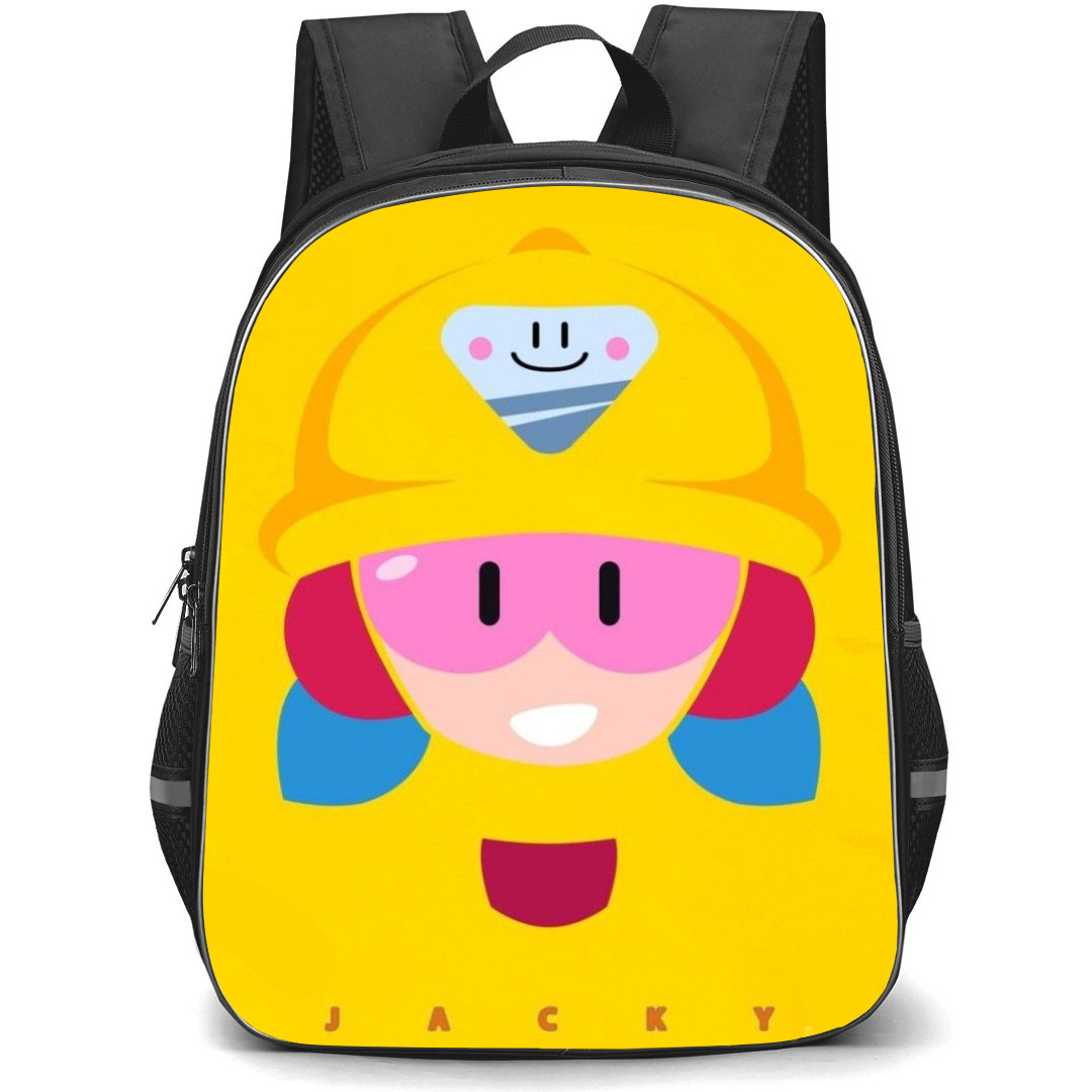 Brawl Stars Jacky Backpack StudentPack - Brawl Stars Jacky Avatar On Yellow Background