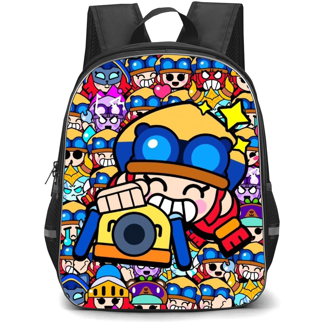 Brawl Stars Jessie Backpack StudentPack - Brawl Stars Jessie Illustration Sticker Art On Pattern Art Background