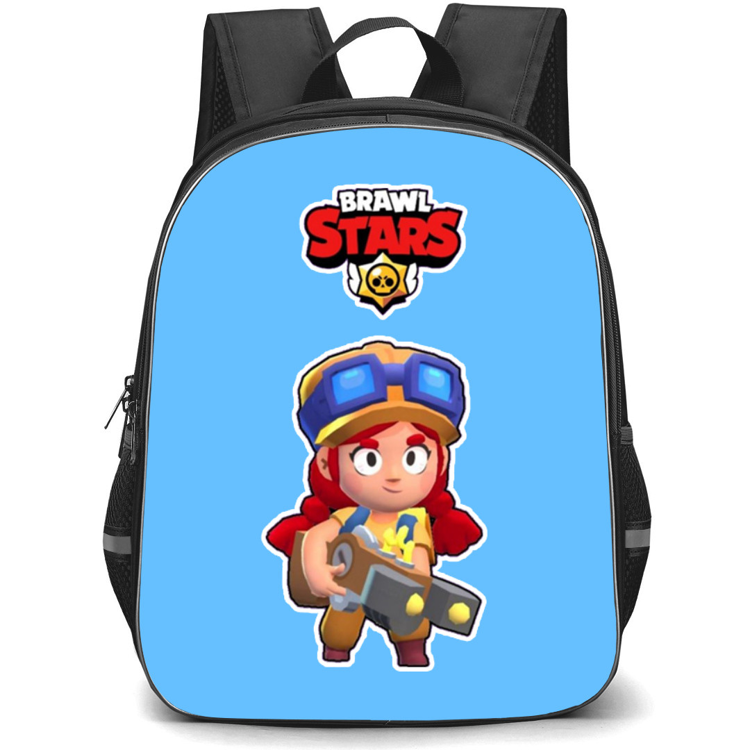 Brawl Stars Jessie Backpack StudentPack - Brawl Stars Jessie Standing With Logo Sticker