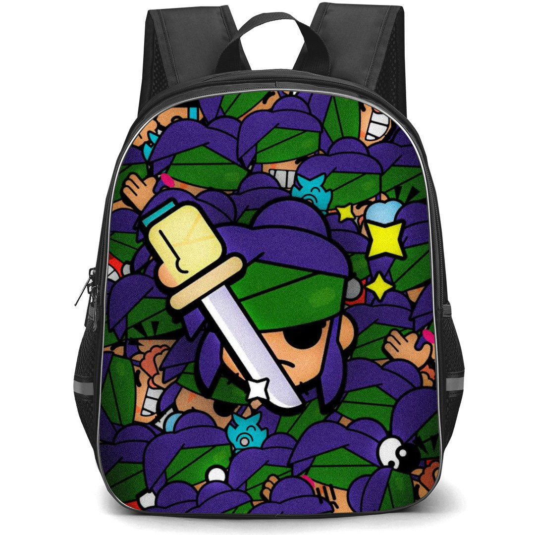 Brawl Stars Kenji Backpack StudentPack - Brawl Stars Kenji Avatar Sticker On Pattern Art Background